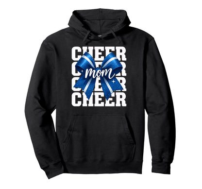 Cheer Mom Preppy Coquette Blue Bow Hoodie - Graphic Print Unisex - T-Shirt, Sweatshirt, Hoodie
