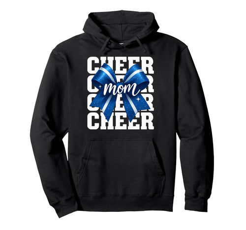 Cheer Mom Preppy Coquette Blue Bow Hoodie - Graphic Print Unisex - T-Shirt, Sweatshirt, Hoodie