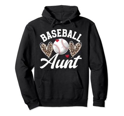 Baseball Aunt Heart Aunt Baseball Player Hoodie - Unique Graphic Unisex - T-Shirt, Sweatshirt, Hoodie
