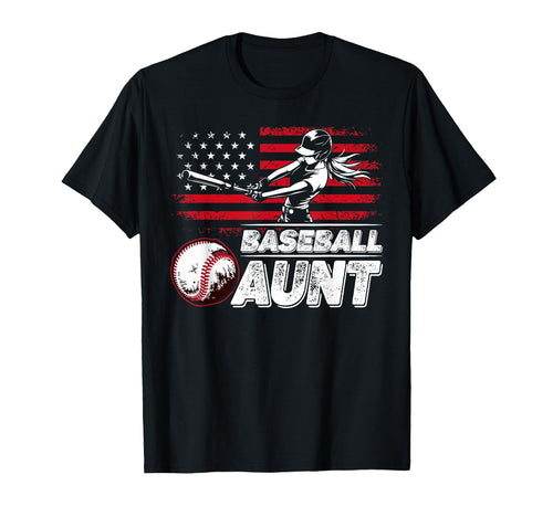 Baseball Aunt Us Flag Funny Baseball T-Shirt - Custom Art Print for Adults - T-Shirt, Sweatshirt, Hoodie