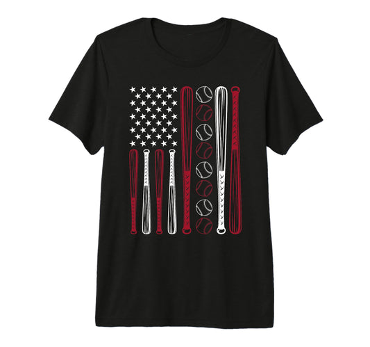 Baseball Patriotic Usa Flag 4Th T-Shirt - Casual Everyday Wear for Adults - T-Shirt, Sweatshirt, Hoodie