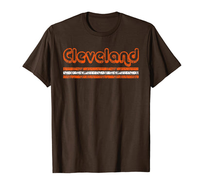 Cleveland Ohio Three Stripe Weathered T-Shirt - Novelty Apparel Unisex - T-Shirt, Sweatshirt, Hoodie