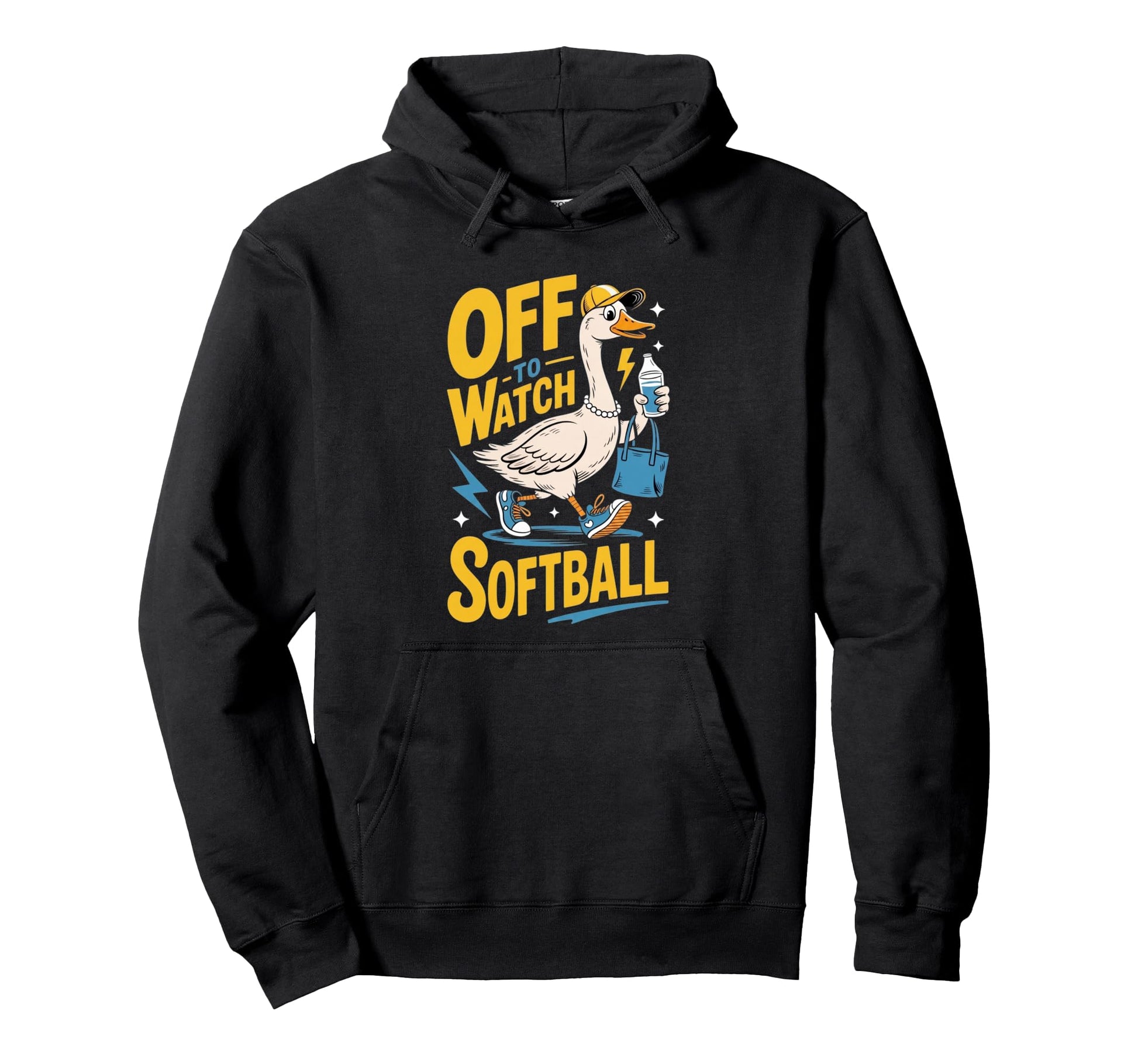 Off To Watch Softball Mom Funny Goose Hoodie - Graphic Print for Adults - T-Shirt, Sweatshirt, Hoodie