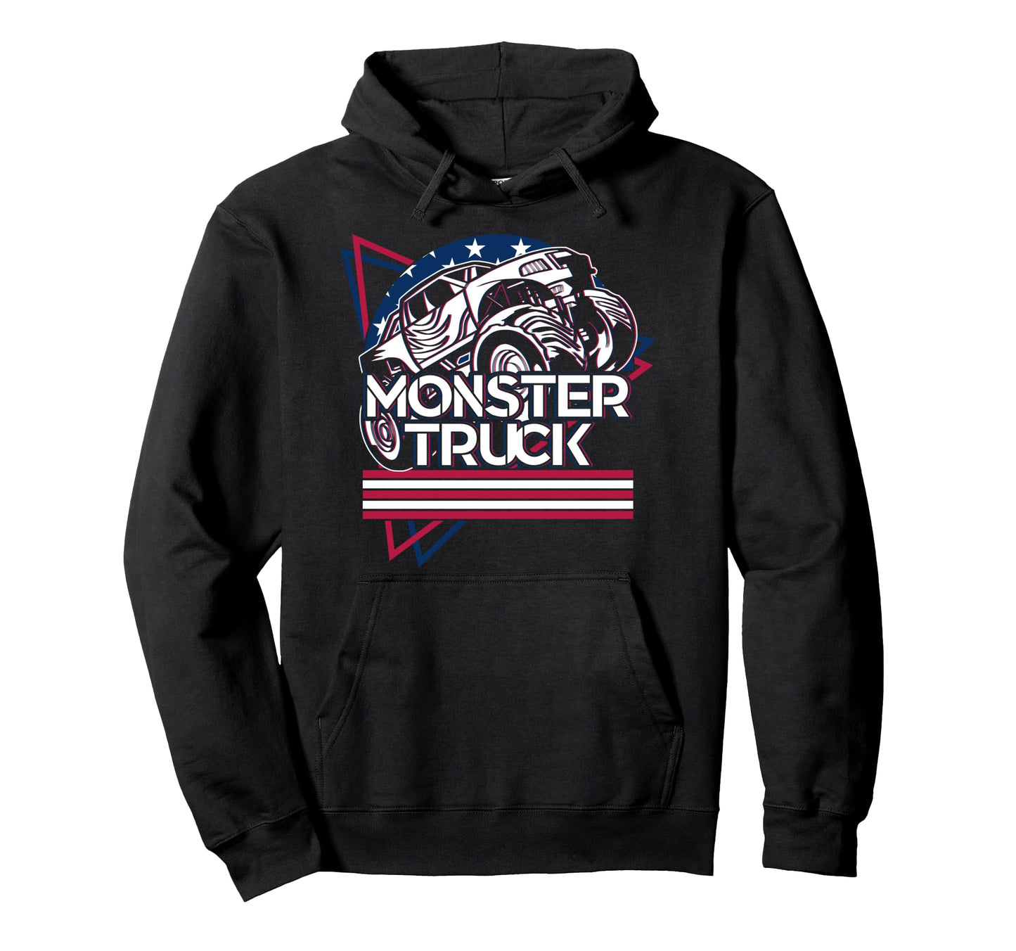 Vaporwave Aesthetic Monster Truck Usa Flag Hoodie - Unique Graphic Unisex - T-Shirt, Sweatshirt, Hoodie