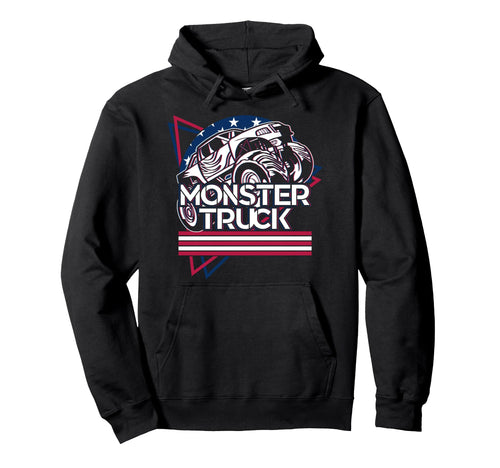 Vaporwave Aesthetic Monster Truck Usa Flag Hoodie - Unique Graphic Unisex - T-Shirt, Sweatshirt, Hoodie