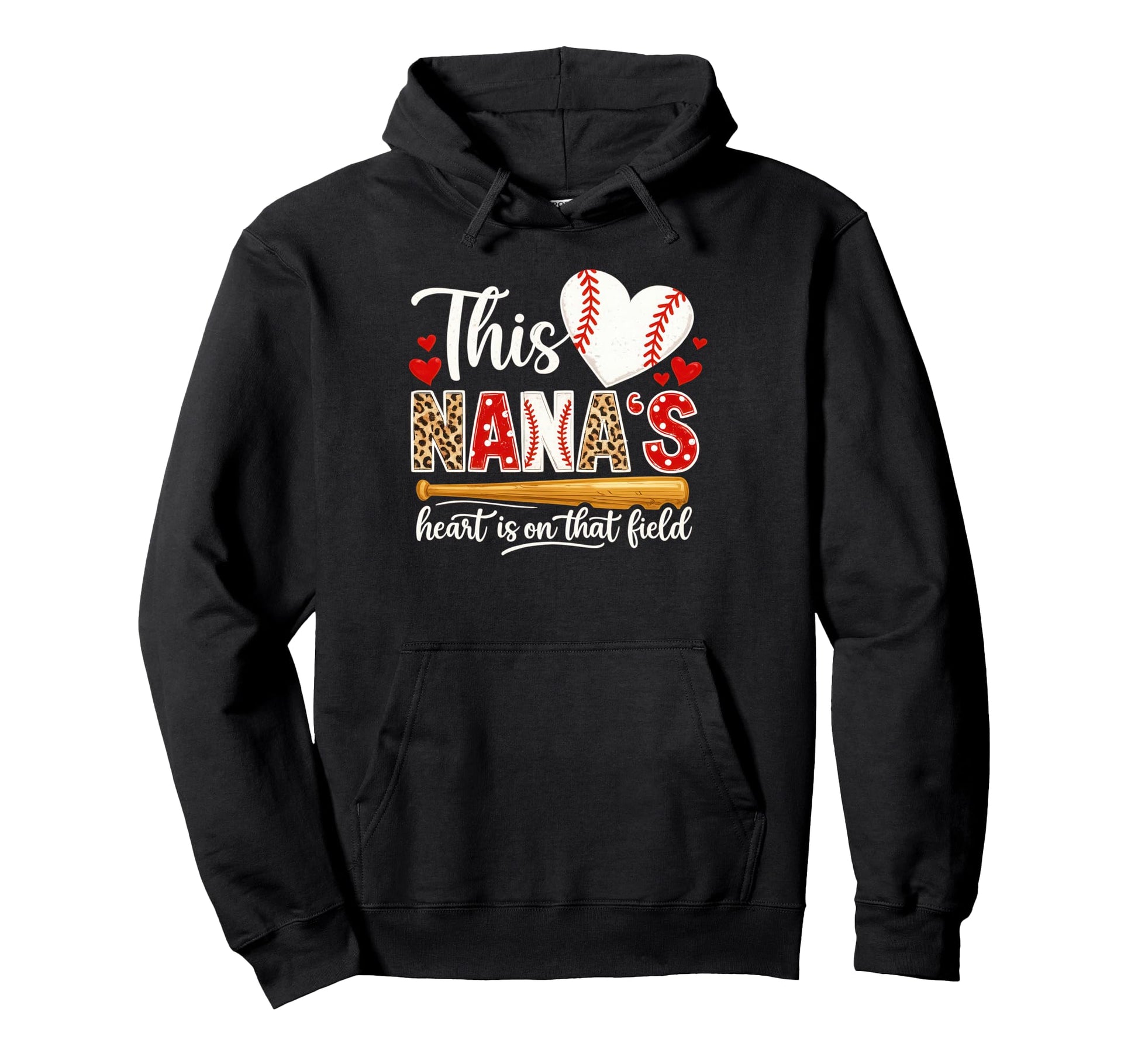 Baseball Nana Heart Field Proud Nana Hoodie - Graphic Print for Adults - T-Shirt, Sweatshirt, Hoodie