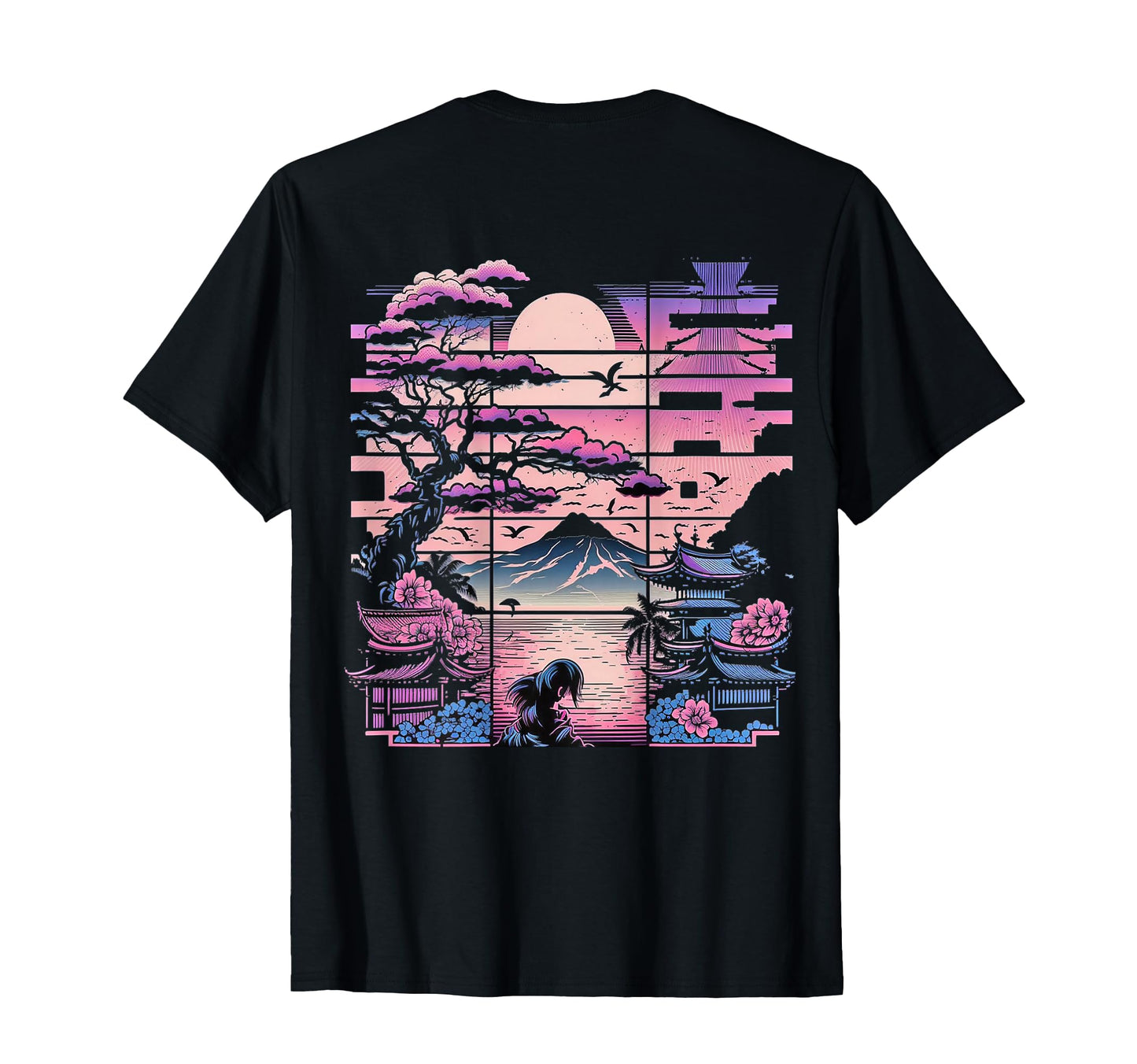 Backprint Japan Aesthetic Vaporwave T-Shirt - Aesthetic Graphic for Adults - T-Shirt, Sweatshirt, Hoodie