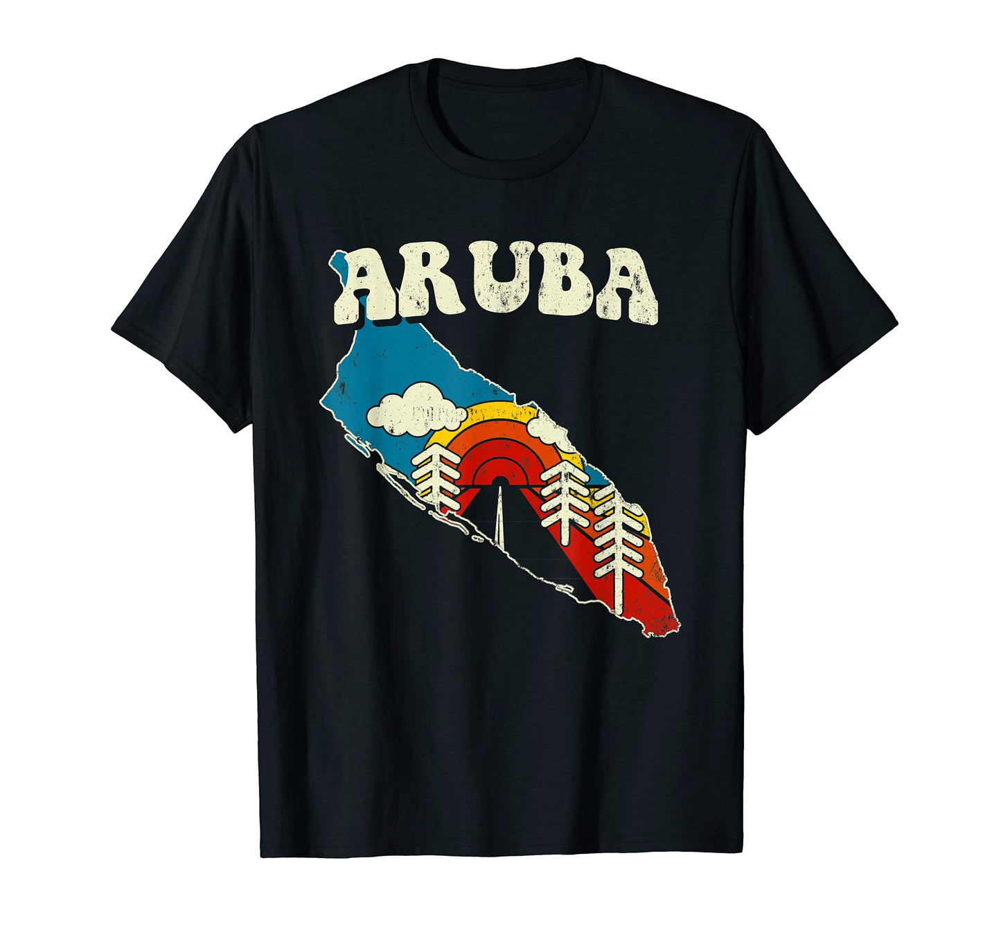 Aruba Arubian Country Rainbow 70S Map T-Shirt - Streetwear Style Men Women - T-Shirt, Sweatshirt, Hoodie