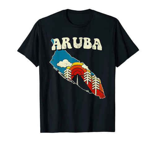 Aruba Arubian Country Rainbow 70S Map T-Shirt - Streetwear Style Men Women - T-Shirt, Sweatshirt, Hoodie