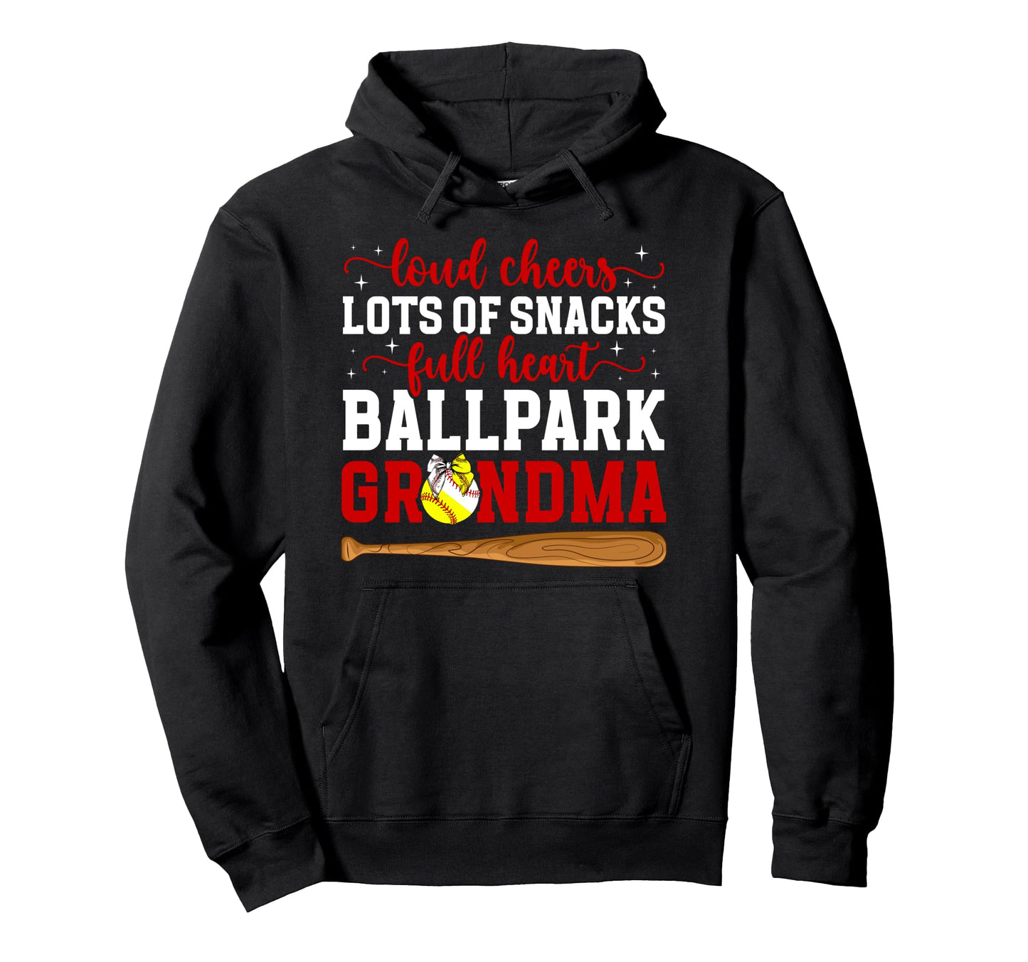 Ballpark Grandma Funny Baseball Hoodie - Streetwear Style Men Women - T-Shirt, Sweatshirt, Hoodie