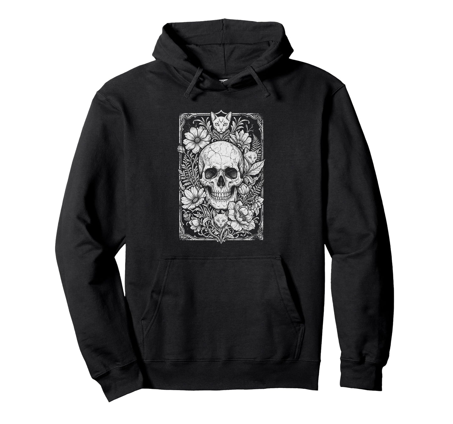 Skull Cat Skeleton Kitty Kitten Gothic Hoodie - Streetwear Style Unisex - T-Shirt, Sweatshirt, Hoodie