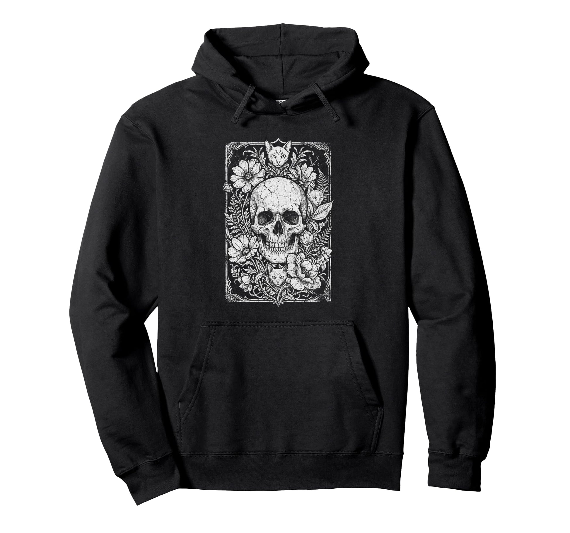 Skull Cat Skeleton Kitty Kitten Gothic Hoodie - Streetwear Style Unisex - T-Shirt, Sweatshirt, Hoodie