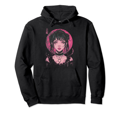 Goth Grunge Demon Anime Waifu Hoodie - Fun Novelty Design for Adults - T-Shirt, Sweatshirt, Hoodie