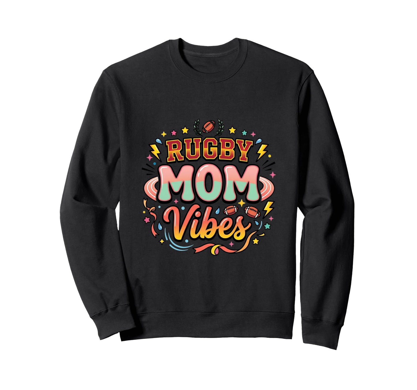 Rugby Mom Vibes Sports Sweatshirt - Minimalist Print Men Women - T-Shirt, Sweatshirt, Hoodie