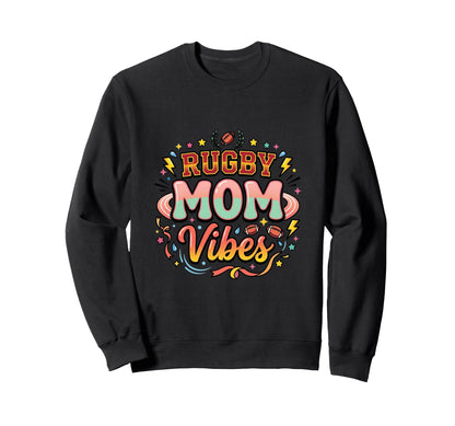 Rugby Mom Vibes Sports Sweatshirt - Minimalist Print Men Women - T-Shirt, Sweatshirt, Hoodie