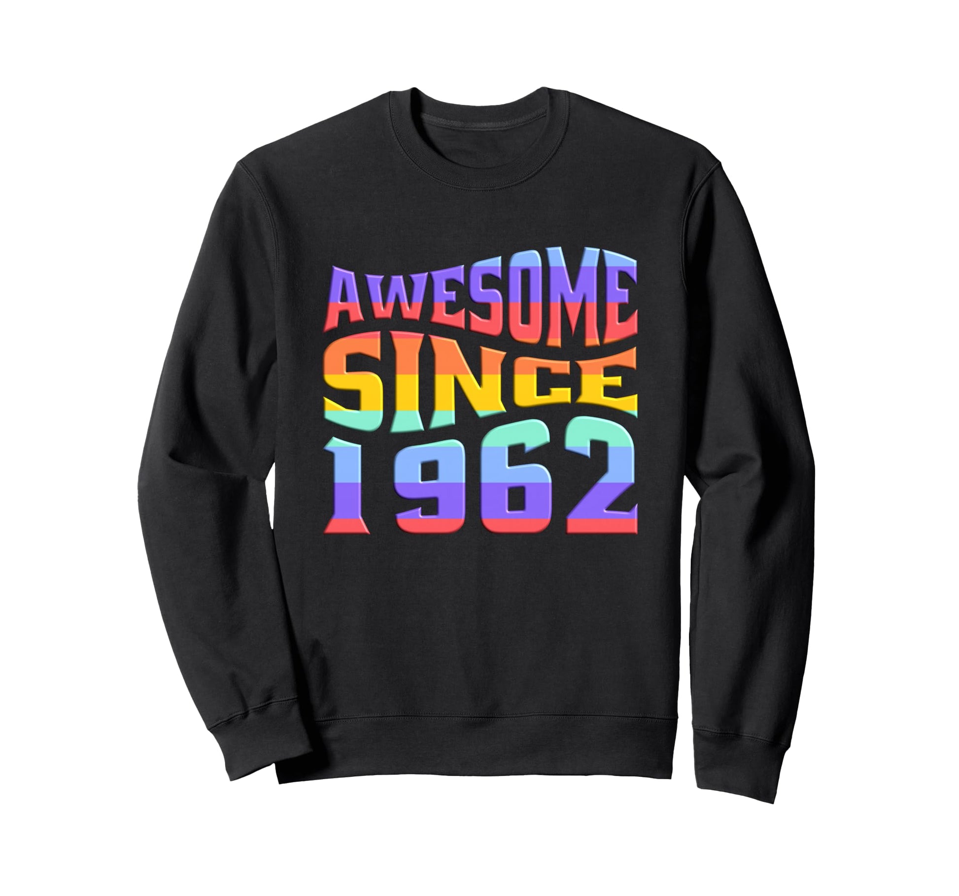 Awesome Since 1962 Rainbow 61 Sweatshirt - Aesthetic Graphic for Adults - T-Shirt, Sweatshirt, Hoodie