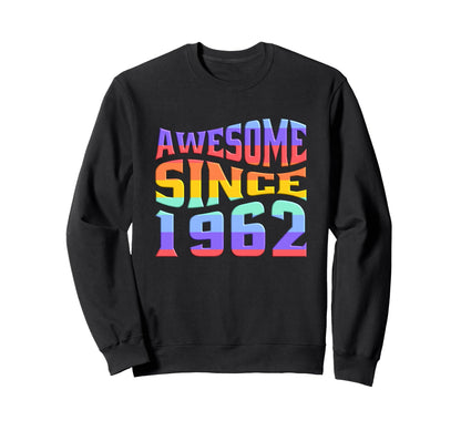 Awesome Since 1962 Rainbow 61 Sweatshirt - Aesthetic Graphic for Adults - T-Shirt, Sweatshirt, Hoodie