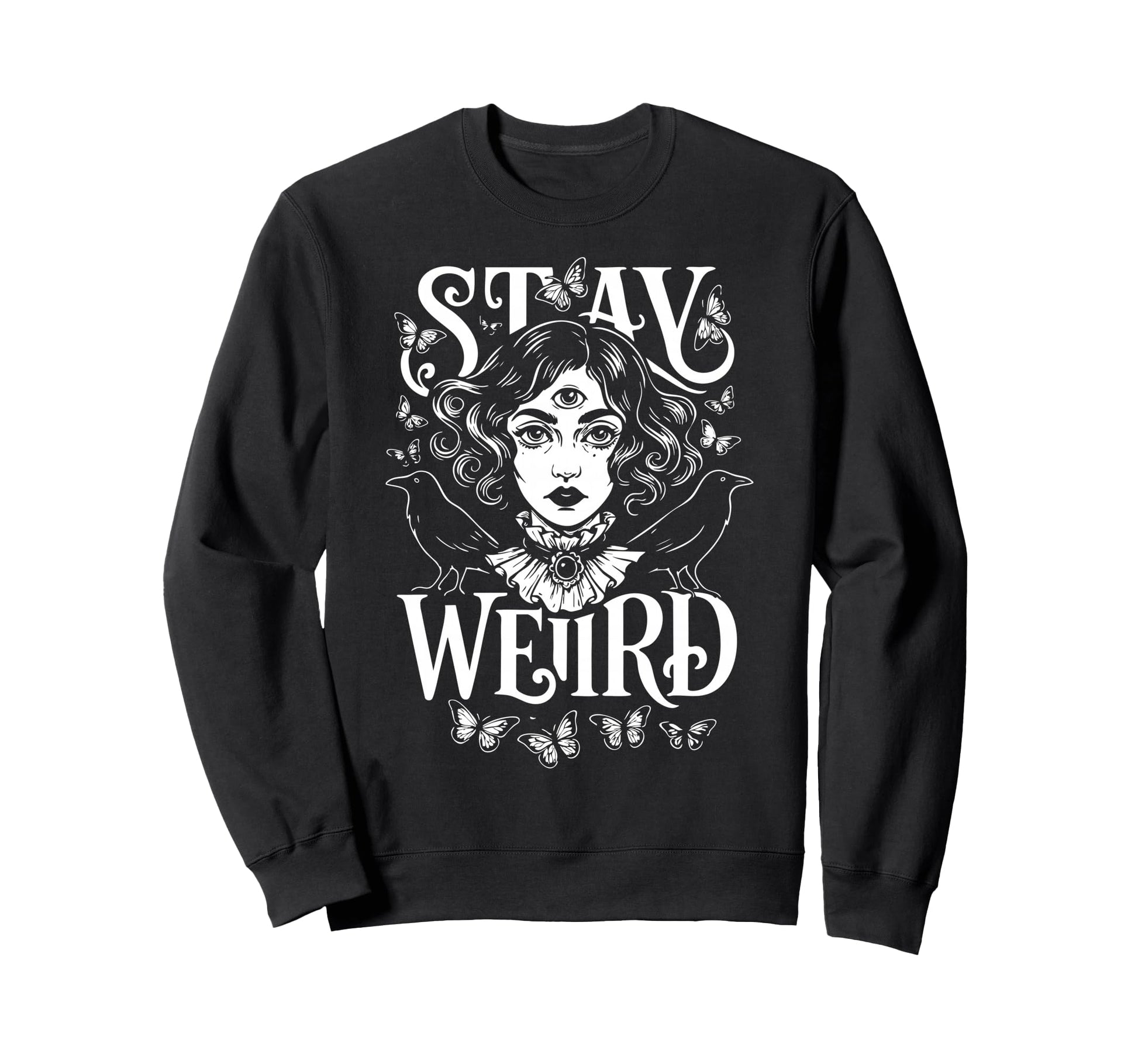 Boho Celestial Stay Weird Witchy Sweatshirt - Aesthetic Graphic for Adults - T-Shirt, Sweatshirt, Hoodie
