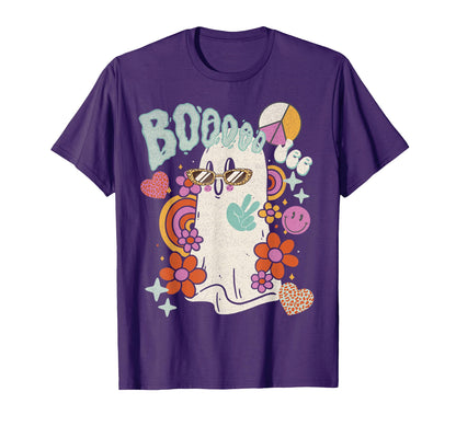 Hippie Floral Groovy Ghost Boo T-Shirt - Casual Everyday Wear Men Women - T-Shirt, Sweatshirt, Hoodie