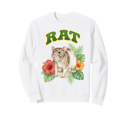 Rat Groovy Floral Rat Watercolor Boho Sweatshirt - Trendy Graphic Unisex - T-Shirt, Sweatshirt, Hoodie