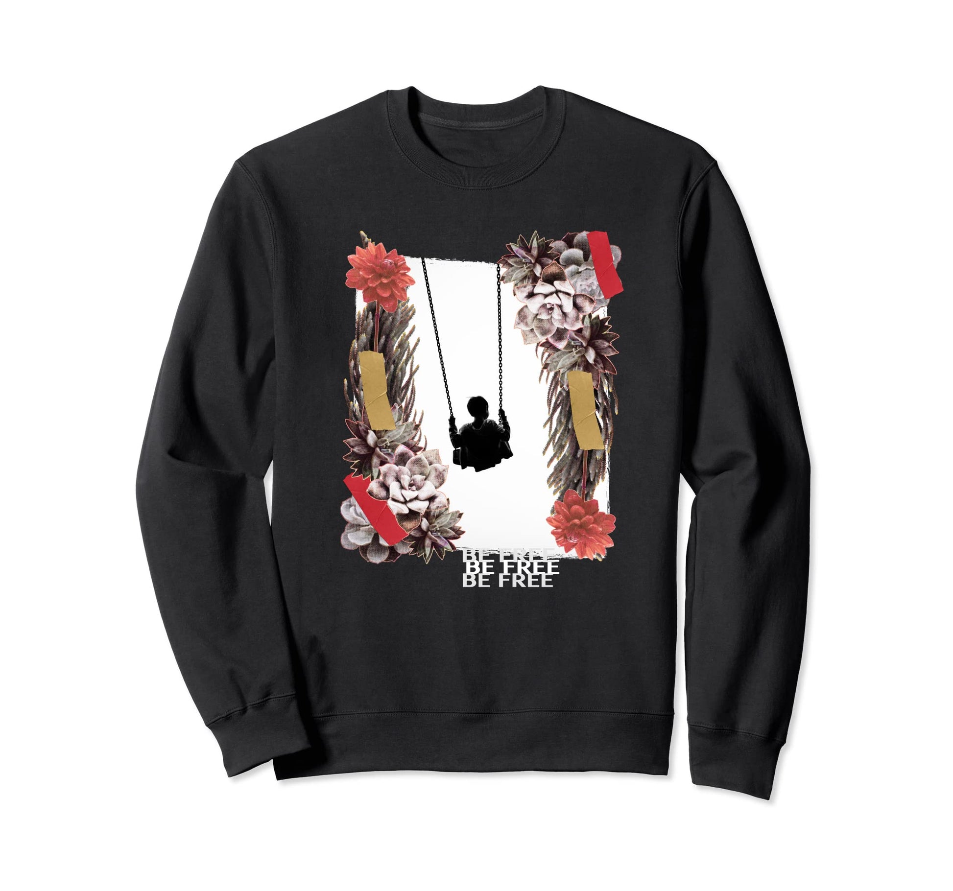 Be Free Grunge 90S Photo Collage Sweatshirt - Novelty Apparel Unisex - T-Shirt, Sweatshirt, Hoodie