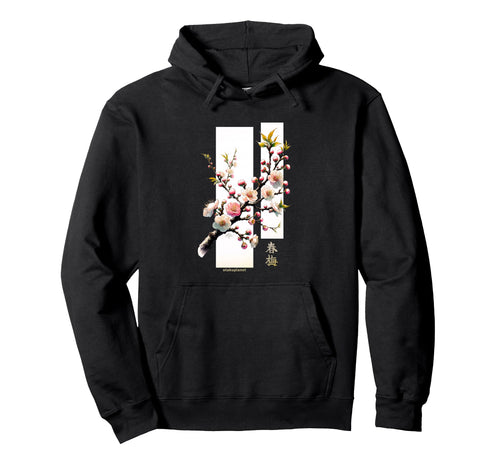 Japanese Ume Flower Plum Blossom Grunge Hoodie - Unique Graphic Men Women - T-Shirt, Sweatshirt, Hoodie