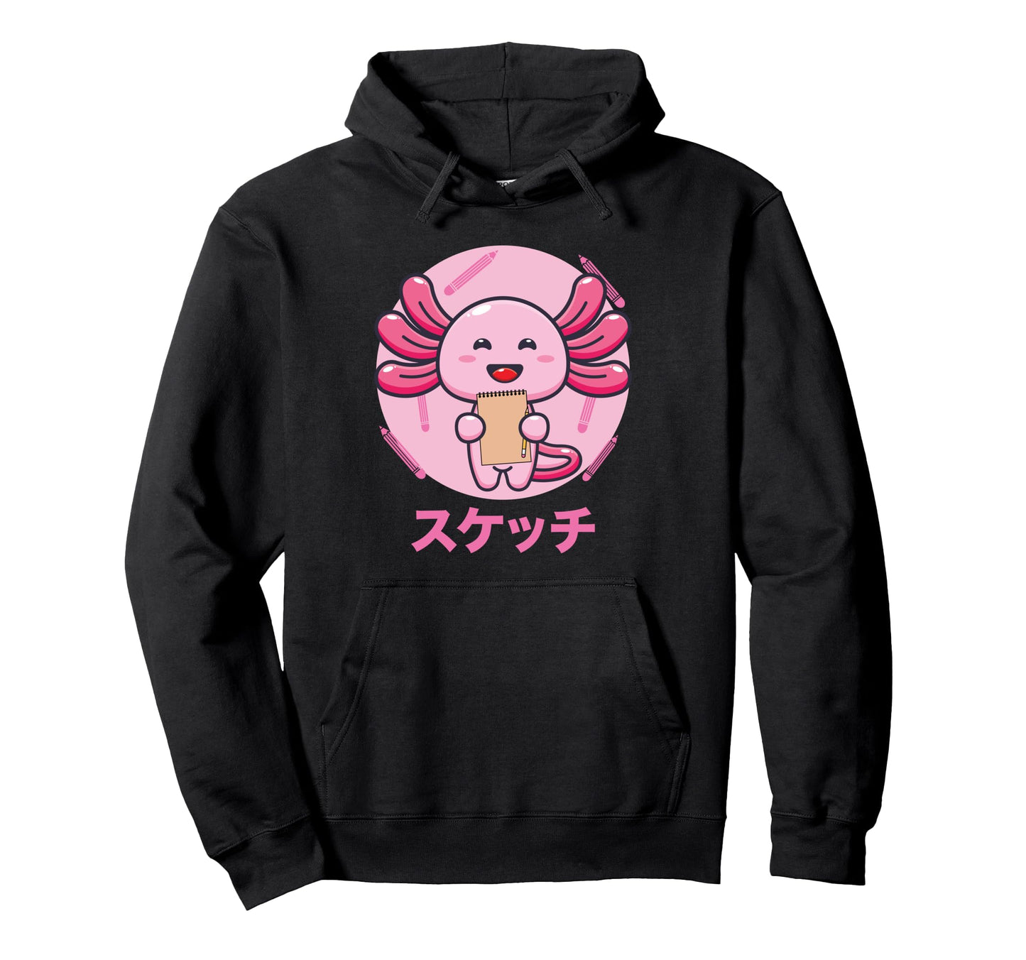 Axolotl Sketching Vaporwave Hoodie - Fun Novelty Design Men Women - T-Shirt, Sweatshirt, Hoodie