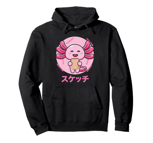 Axolotl Sketching Vaporwave Hoodie - Fun Novelty Design Men Women - T-Shirt, Sweatshirt, Hoodie