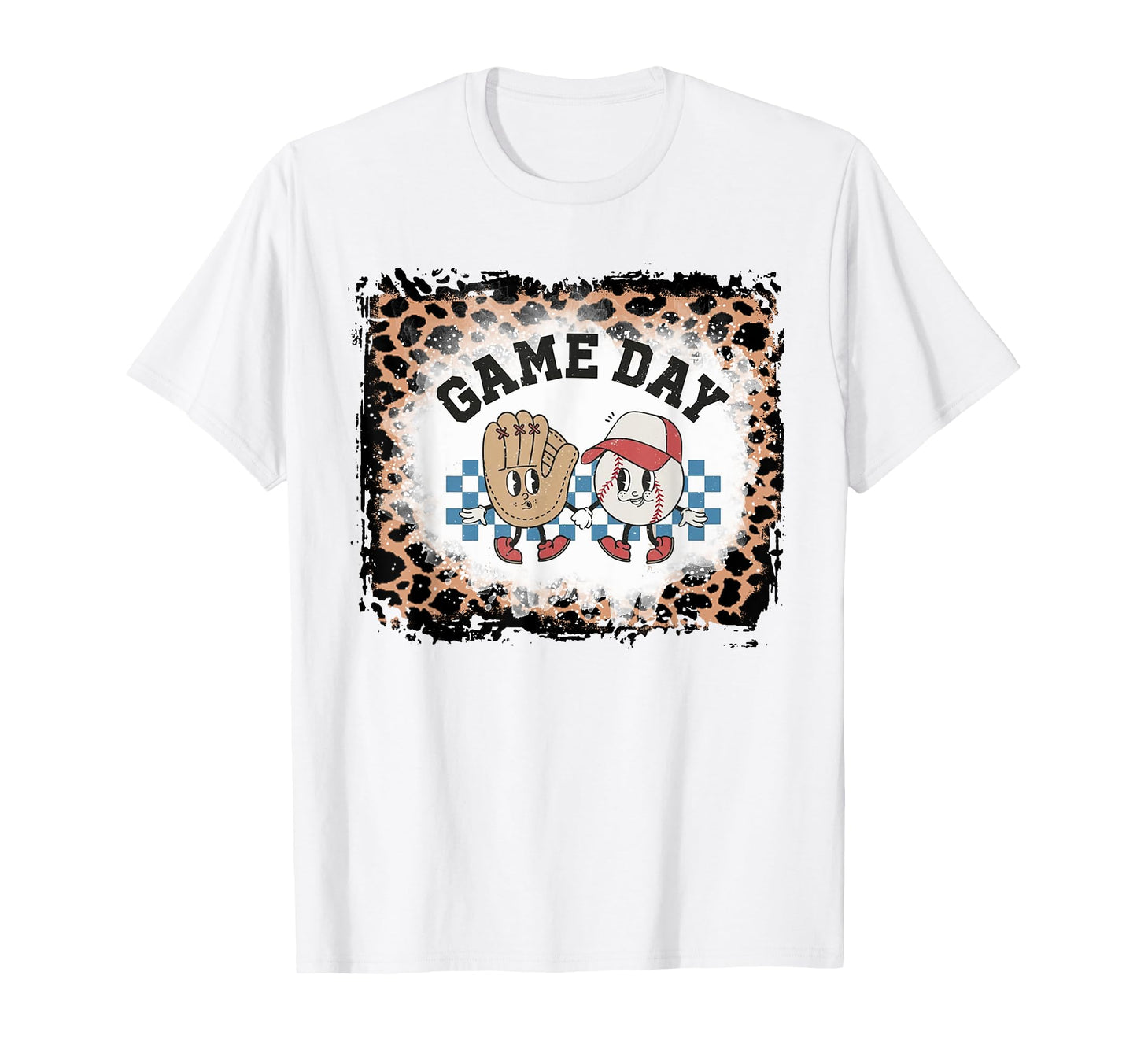Leopard Bleached Baseball Game Day T T-Shirt - Unique Graphic for Adults - T-Shirt, Sweatshirt, Hoodie