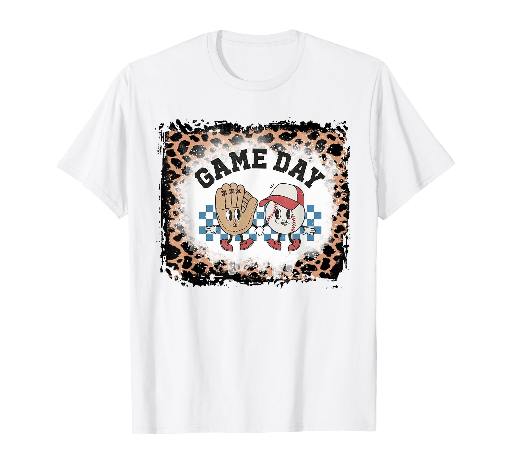Leopard Bleached Baseball Game Day T T-Shirt - Unique Graphic for Adults - T-Shirt, Sweatshirt, Hoodie