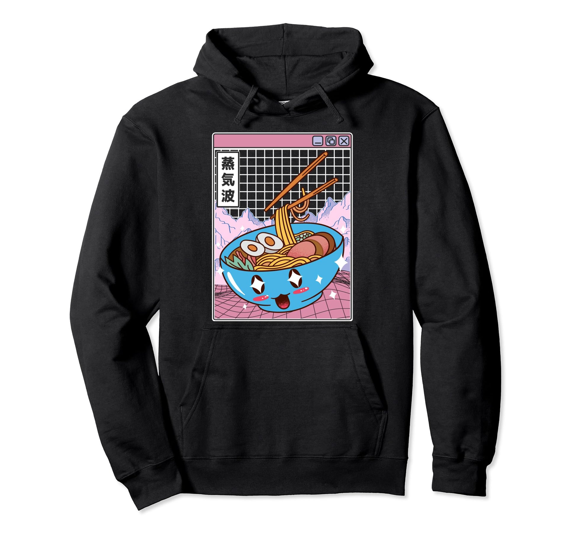 Happy Ramen Bowl Digital Japan Otaku Hoodie - Novelty Apparel for Adults - T-Shirt, Sweatshirt, Hoodie