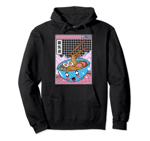 Happy Ramen Bowl Digital Japan Otaku Hoodie - Novelty Apparel for Adults - T-Shirt, Sweatshirt, Hoodie