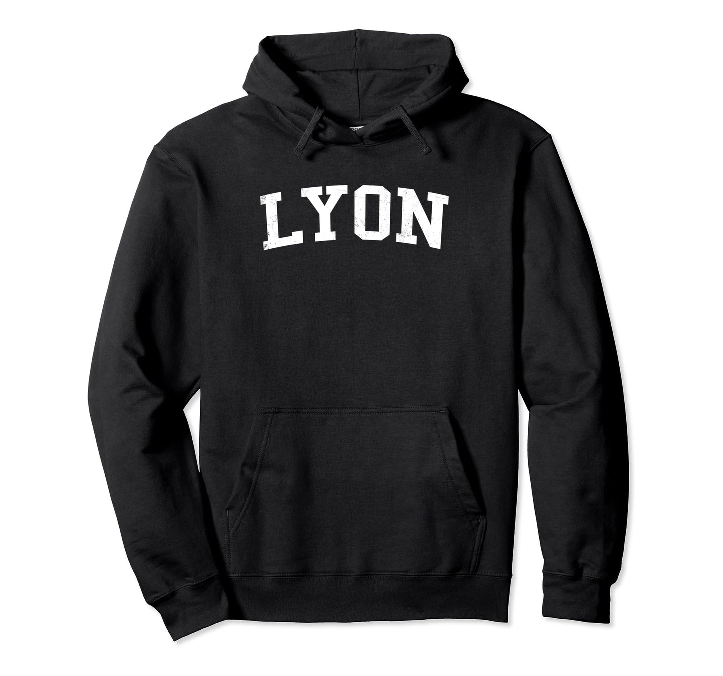 Lyon France Distressed White Varsity Hoodie - Trendy Graphic for Adults - T-Shirt, Sweatshirt, Hoodie