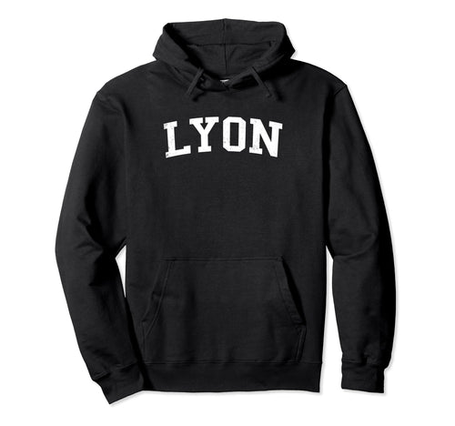Lyon France Distressed White Varsity Hoodie - Trendy Graphic for Adults - T-Shirt, Sweatshirt, Hoodie