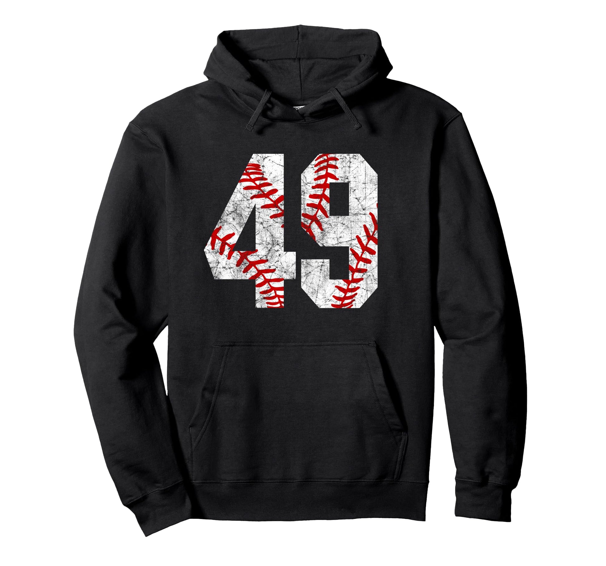 Distressed Baseball Number 49 Jersey Hoodie - Minimalist Print Men Women - T-Shirt, Sweatshirt, Hoodie