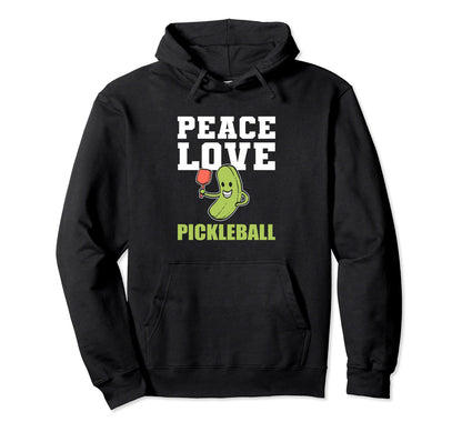 Peace Love Pickleball Sports Person Hoodie - Unique Graphic for Adults - T-Shirt, Sweatshirt, Hoodie