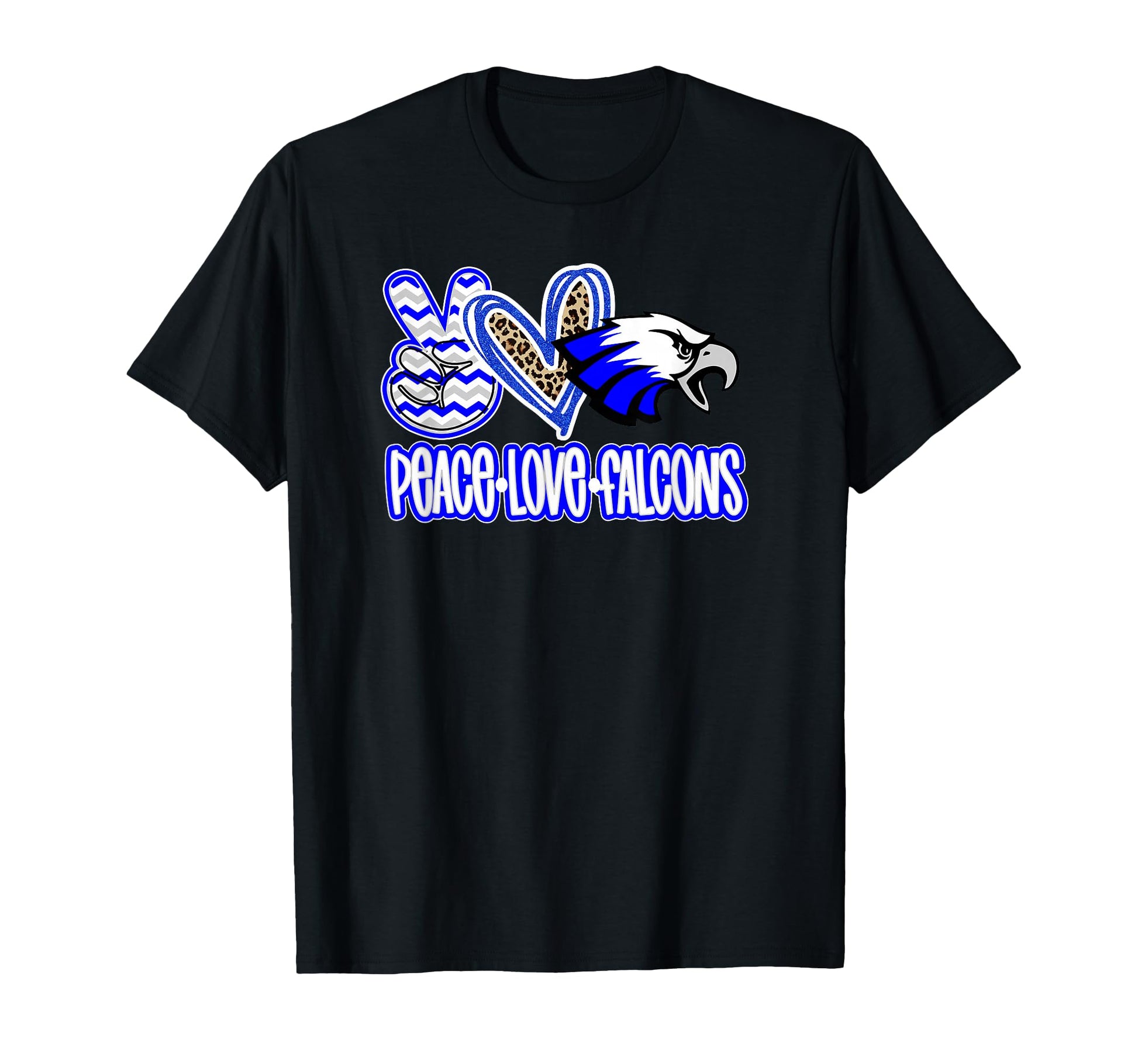 Peace Love Falcons School Spirit Blue T-Shirt - Minimalist Print Men Women - T-Shirt, Sweatshirt, Hoodie