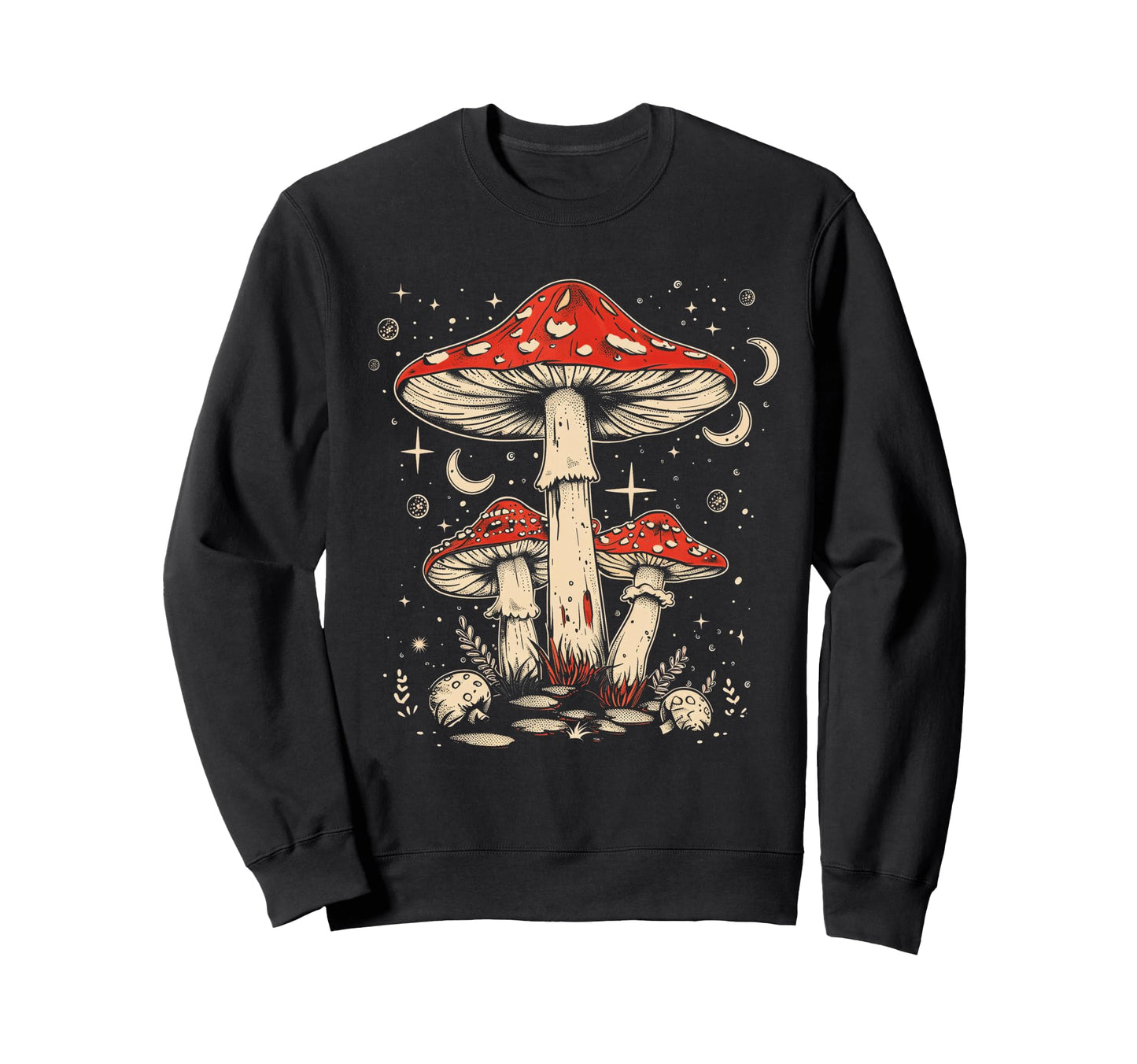 Boho Hippie Mushrooms Natural Sweatshirt - Fun Novelty Design Men Women - T-Shirt, Sweatshirt, Hoodie