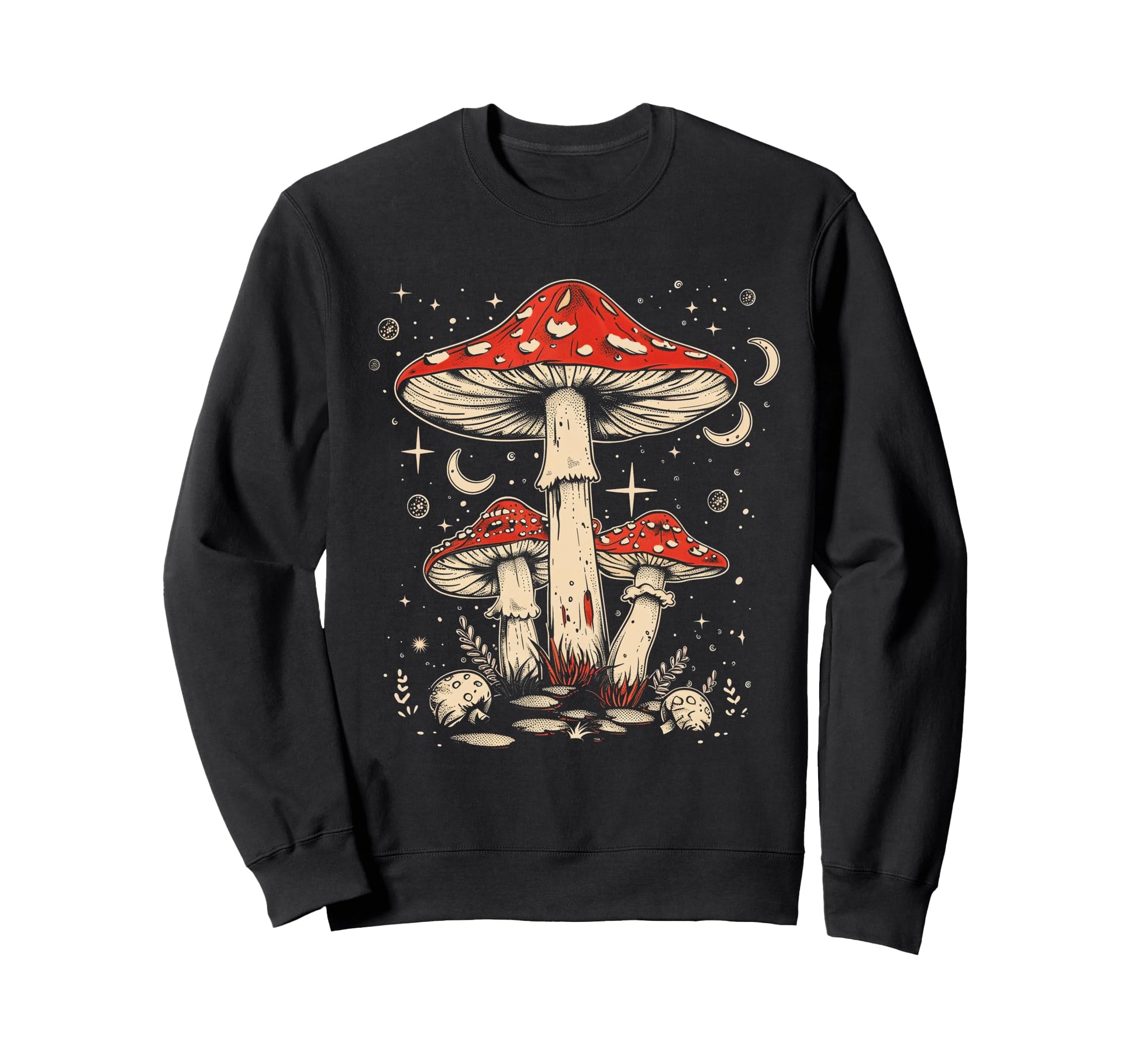 Boho Hippie Mushrooms Natural Sweatshirt - Fun Novelty Design Men Women - T-Shirt, Sweatshirt, Hoodie