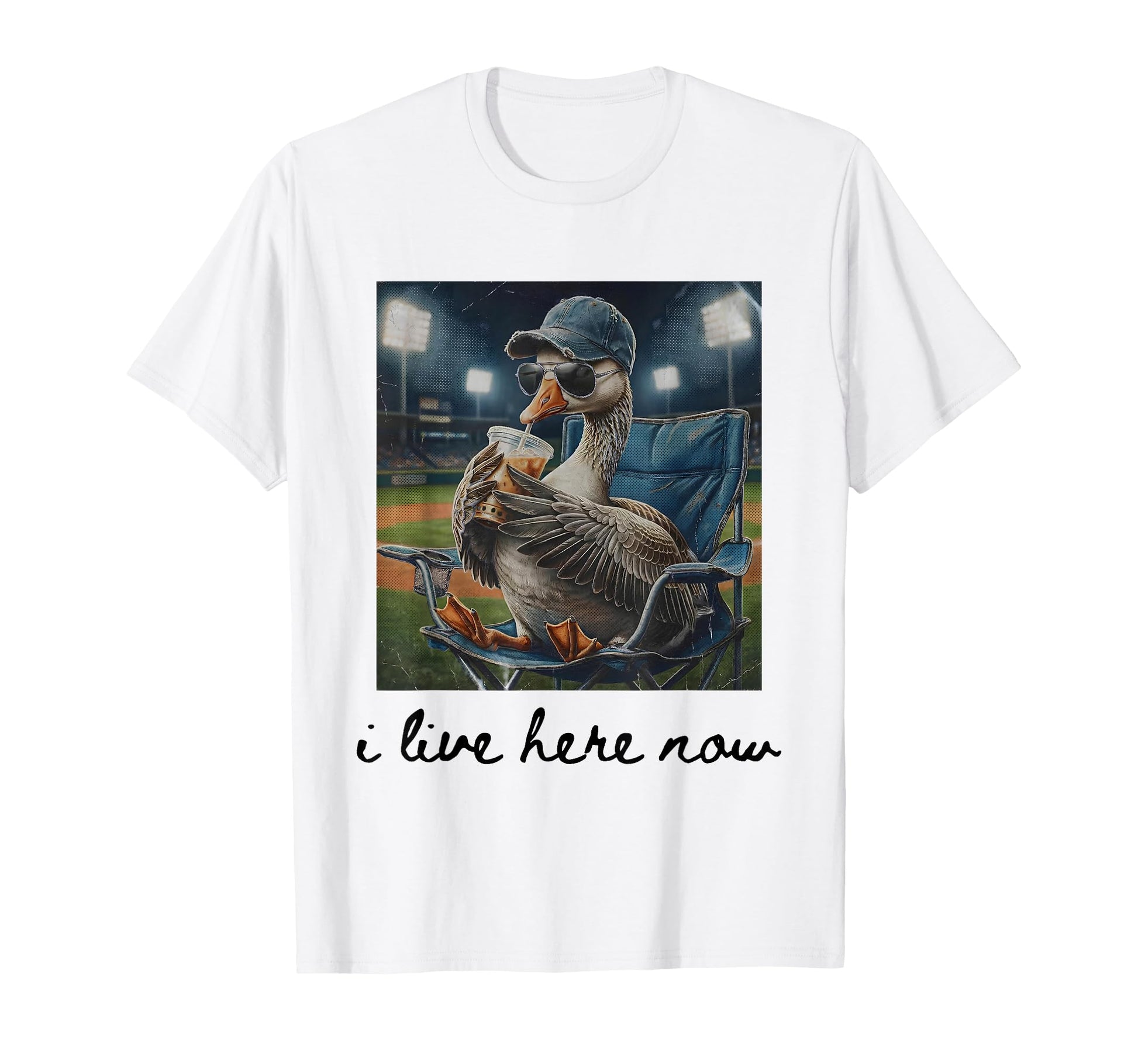I Live Here Now Baseball Goose Meme T-Shirt - Novelty Apparel Men Women - T-Shirt, Sweatshirt, Hoodie