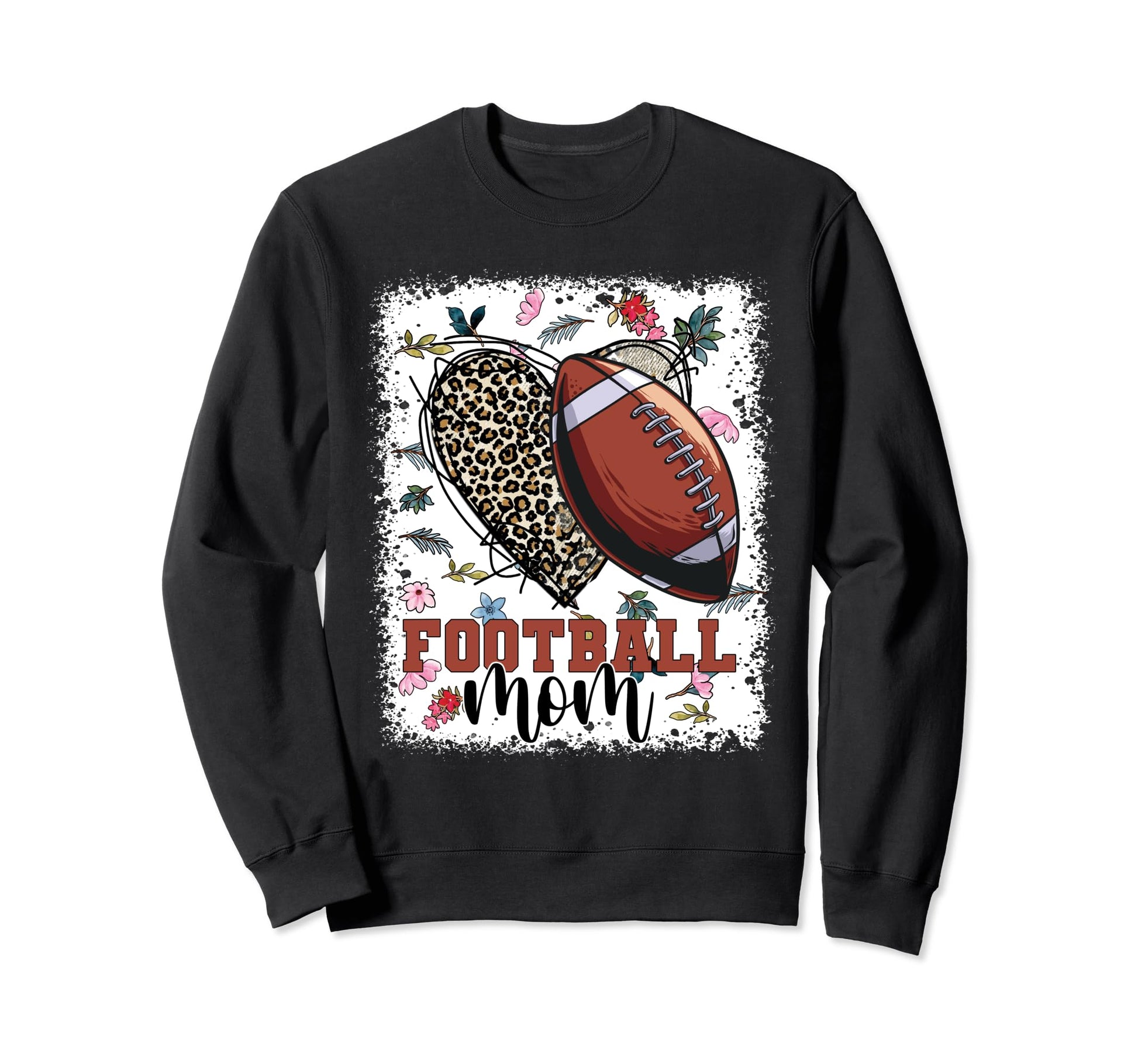Floral Bleached Football Game Day Vibes Sweatshirt - Graphic Print Unisex - T-Shirt, Sweatshirt, Hoodie