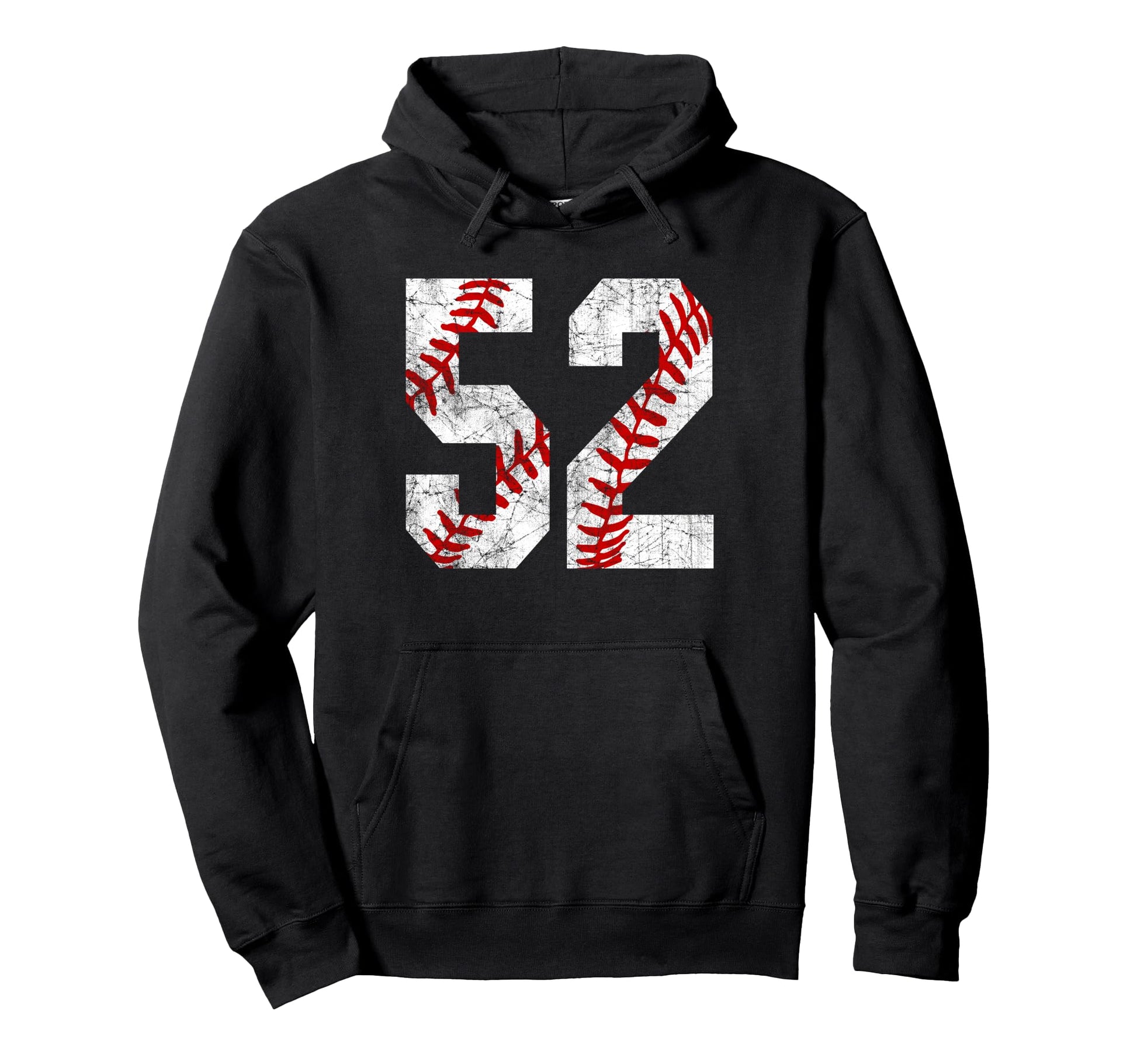 Distressed Baseball Number 52 Jersey Hoodie - Trendy Graphic for Adults - T-Shirt, Sweatshirt, Hoodie