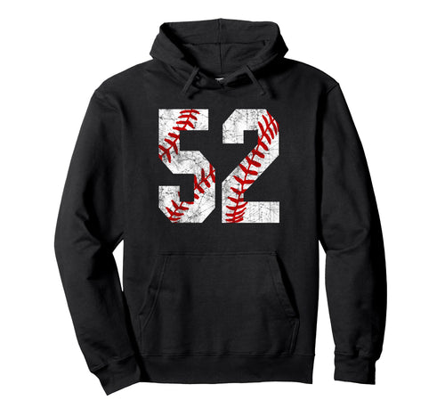 Distressed Baseball Number 52 Jersey Hoodie - Trendy Graphic for Adults - T-Shirt, Sweatshirt, Hoodie