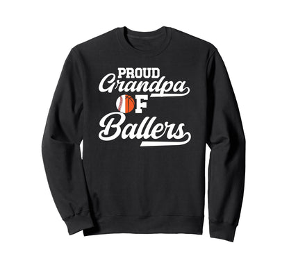 Proud Grandpa Ballers Baseball Sweatshirt - Custom Art Print Men Women - T-Shirt, Sweatshirt, Hoodie