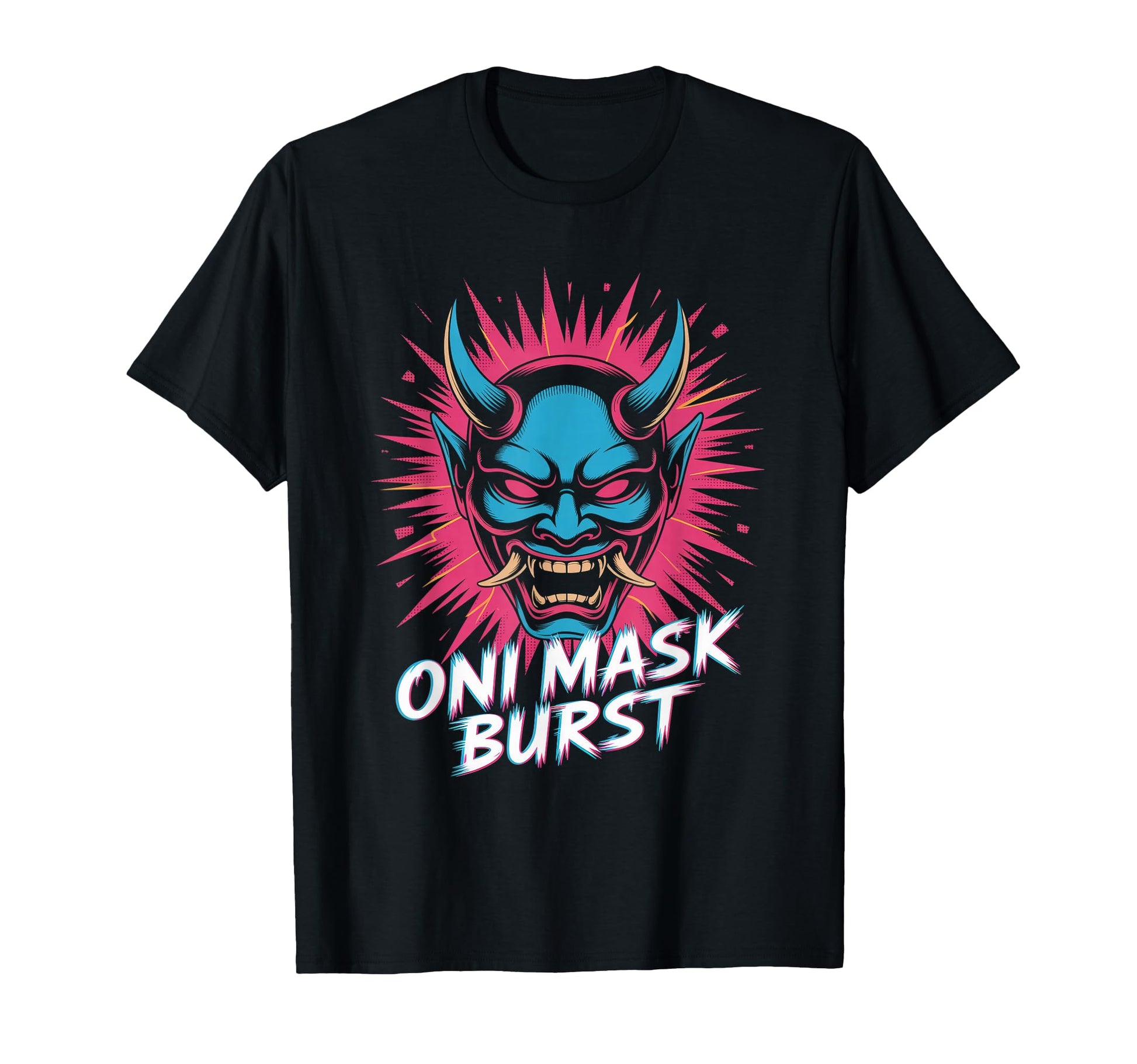 Oni Mask Burst Pop Culture Japanese T-Shirt - Custom Art Print Unisex - T-Shirt, Sweatshirt, Hoodie