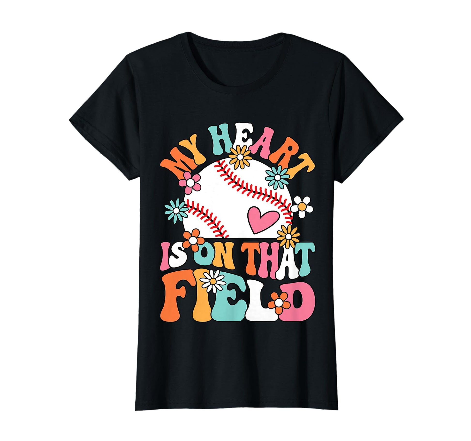 My Heart Is That Field Baseball Mom Grandma T-Shirt - Graphic Print Unisex - T-Shirt, Sweatshirt, Hoodie
