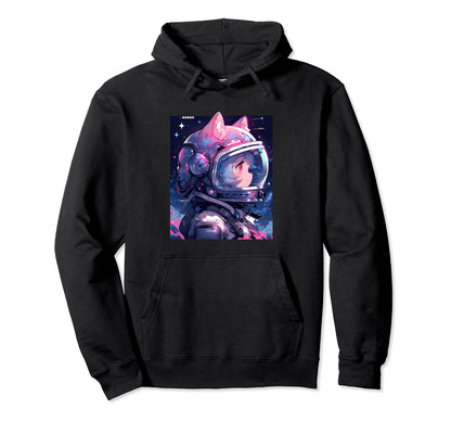 80S 90S Aesthetic Vaporwave Space Cat Hoodie - Unique Graphic Unisex - T-Shirt, Sweatshirt, Hoodie