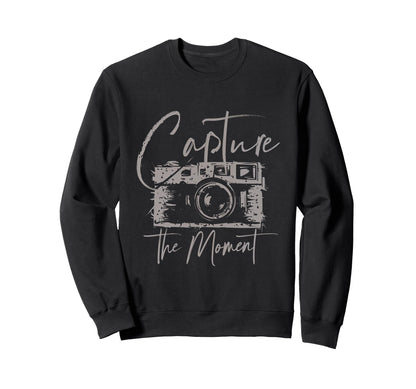 Capture Moment Photography Camera Sweatshirt - Streetwear Style for Adults - T-Shirt, Sweatshirt, Hoodie