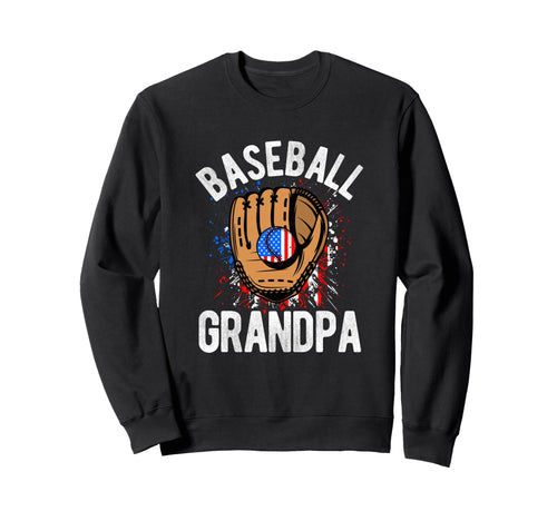 Baseball Grandpa Usa Flag Sweatshirt - Unique Graphic Men Women - T-Shirt, Sweatshirt, Hoodie
