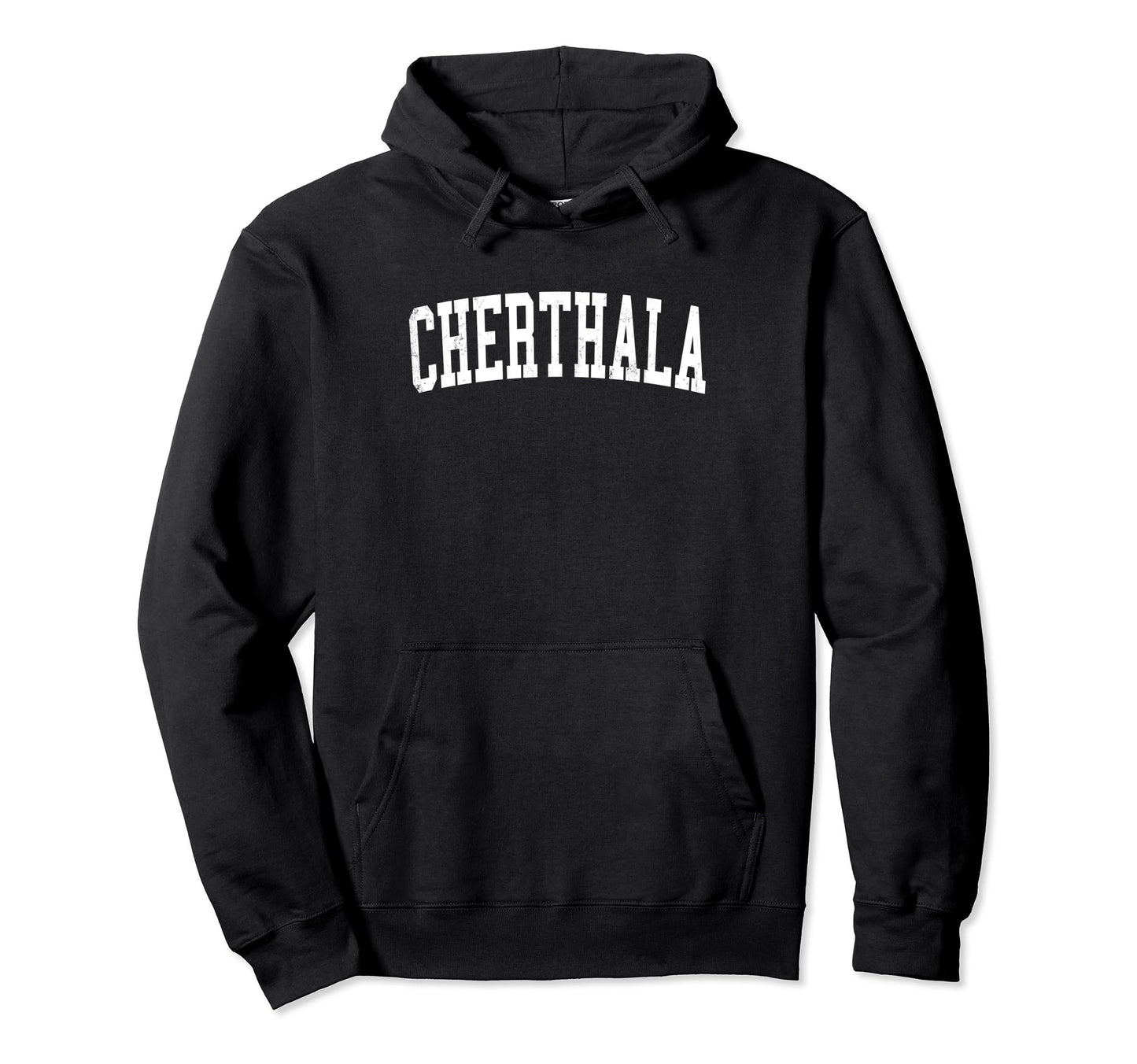 Cherthala India Distressed White Varsity Hoodie - Novelty Apparel Men Women - T-Shirt, Sweatshirt, Hoodie